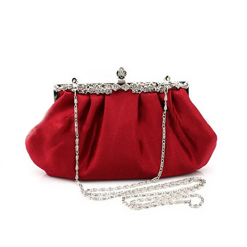Fashion Design Long Full Dress Solid Color Red Evening Bags Women