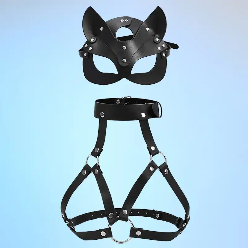 harajuku lingerie harness top neck cage body hollo