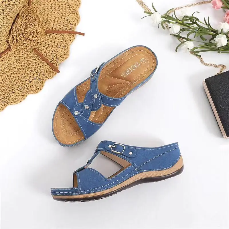 

Women Summer Open Toe Comfy Sandals Super Soft Premium Orthopedic Low Heels Walking Sandals Corrector Sandalias De Mujer Verano