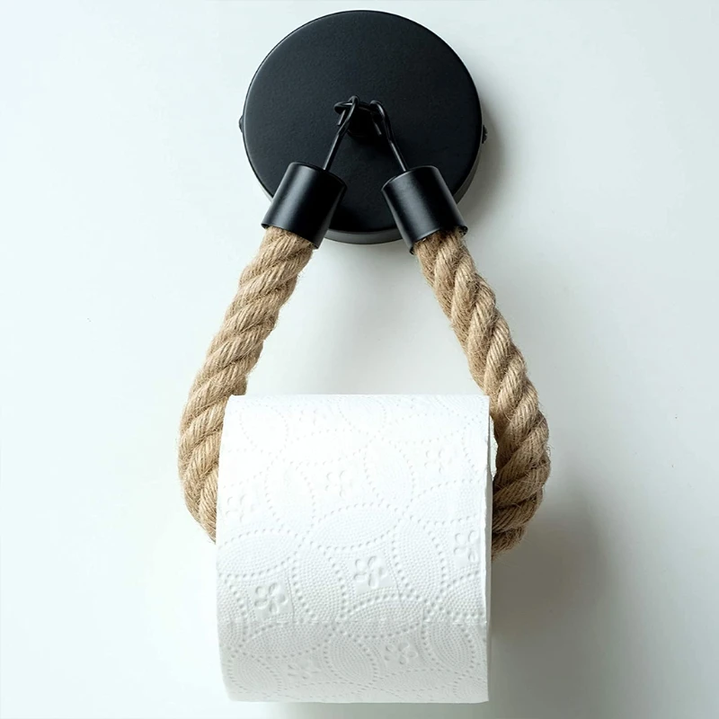 Bathroom Roll Tissue Rope Holder paper towel holder toilet paper holder toilet roll holder Jute Rope Holder Rack Vintage Toilet Roll Paper Wall Mounted Toilet Paper P15F