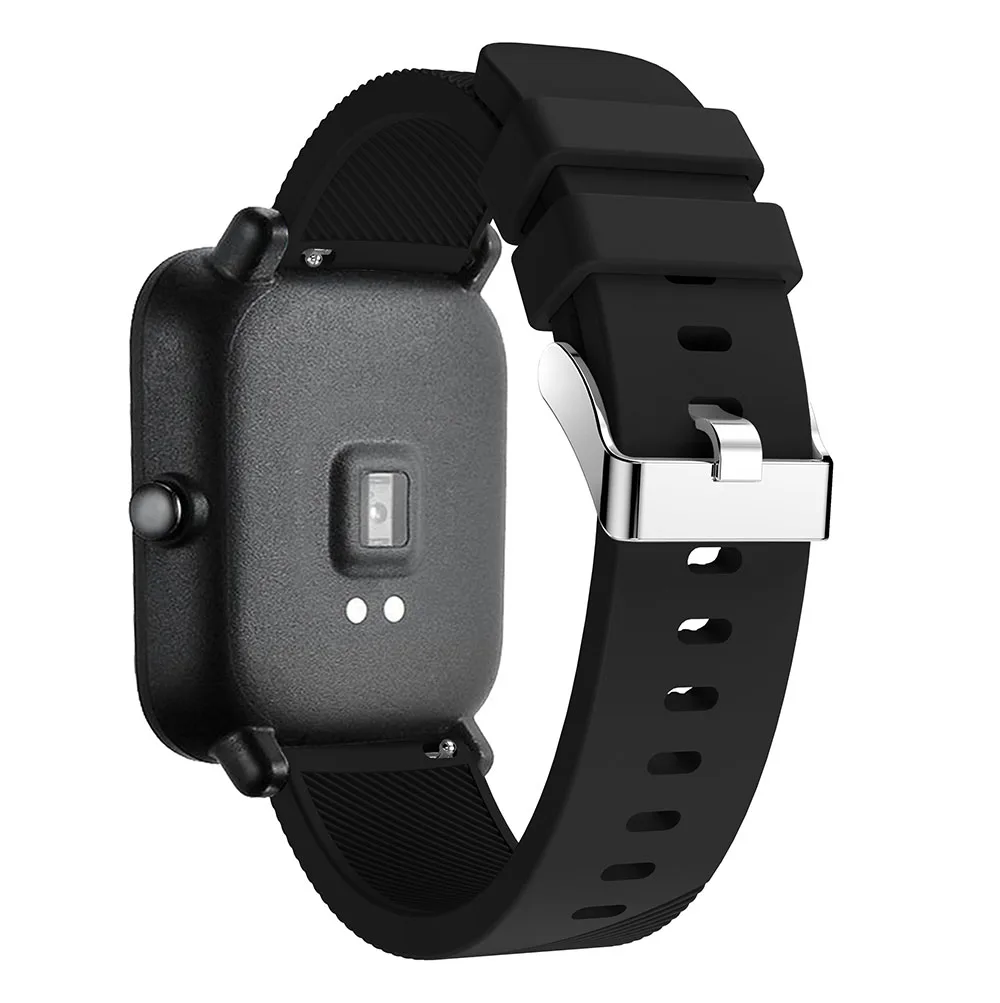 20 мм Силиконовые наручные часы ремешок для Xiaomi Huami Amazfit GTS Bip BIT PACE Lite спортивный браслет умные часы аксессуары - Цвет: Black
