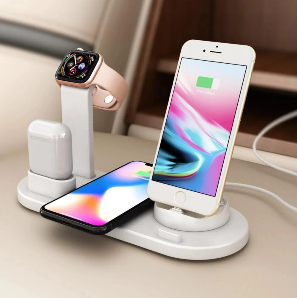 Беспроводное зарядное устройство Qi 6 в 1 подставка для iPhone 11 XR Max 8 7 Plus Apple Watch Airpods