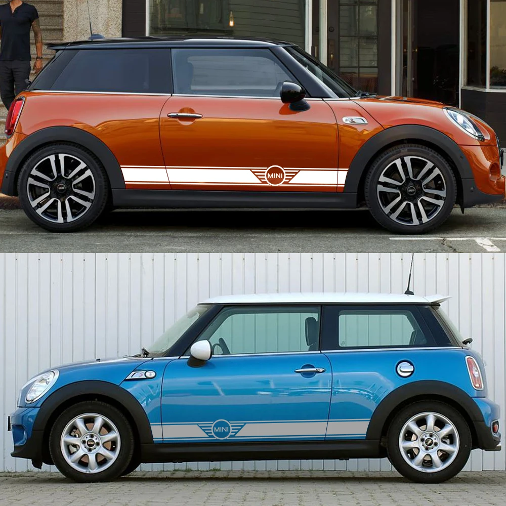 2 шт. автомобиль длинной стороне Стикеры для Mini Cooper R56 R57 R58 R50 R52 R53 R59 R61 Countryman R60 F60 F55 F56 F54 тюнинг автомобильные аксессуары