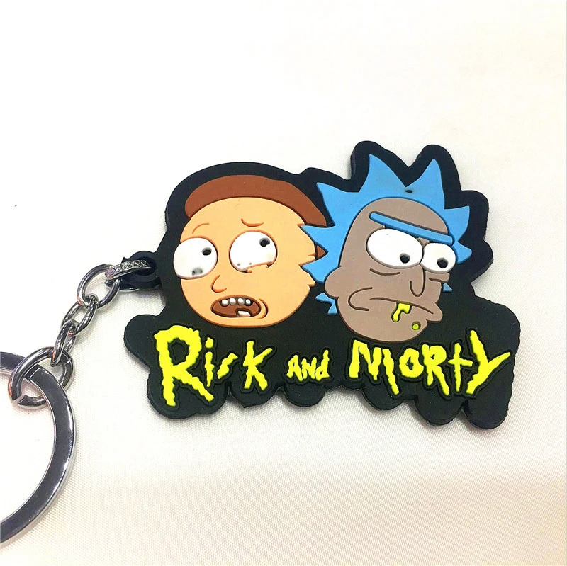 

Cute Cartoon Rick And Morty Keychain Novelty Double Sided PVC Anime Figures Keychains For Women Men Kids Key Chain Ring Gifts
