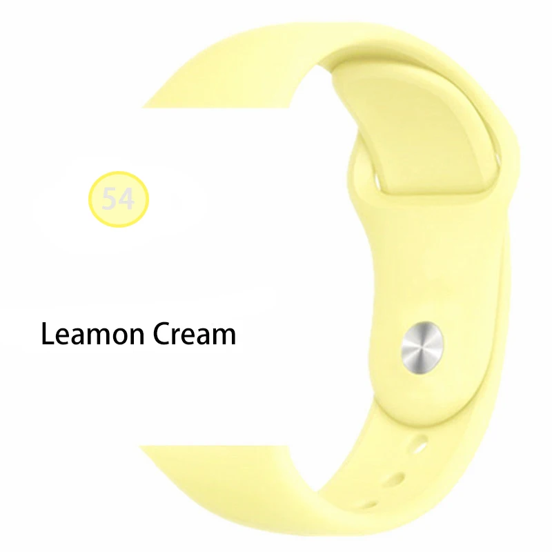 Lemon Cream Ремешок для Apple Watch 38 мм 42 мм iWatch 4 ремешка 44 мм 40 мм спортивный силиконовый ремень браслет Apple watch 5 4 3 2 Аксессуары для ремешка - Цвет ремешка: Lemon Cream