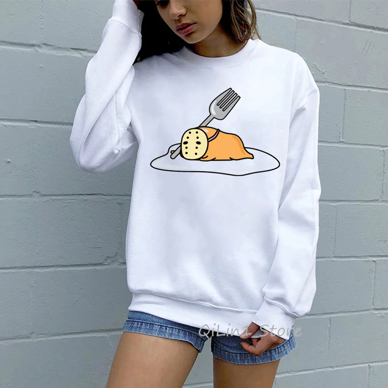 Харадзюку kawaii Gudetama толстовка женская Милая ленивая яичная желтка Толстовка Женская Толстовка забавная графическая tumblr Толстовка Оверсайз - Цвет: 81730 O