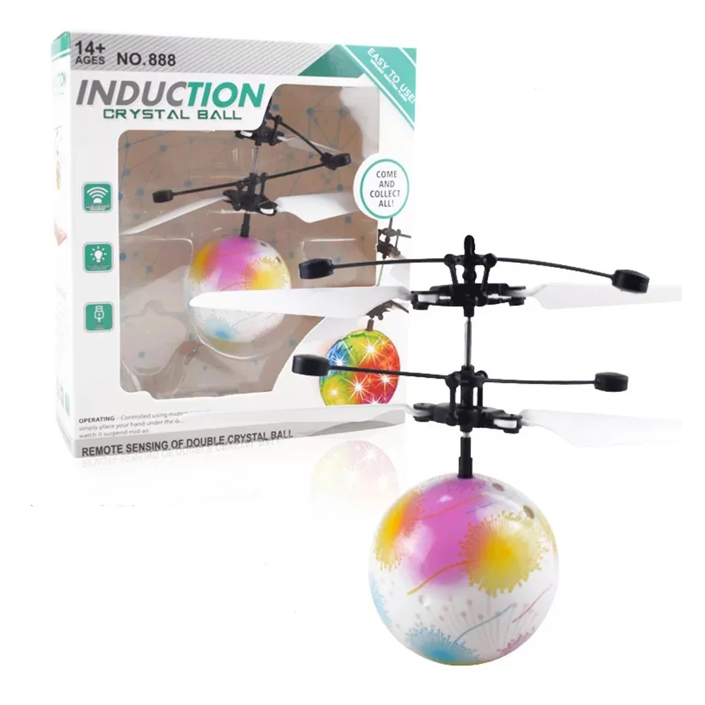 Радиоуправляемый индукционный самолет летающий шар светящийся детский F светильник электронный инфракрасный пульт дистанционного управления игрушки светодиодный светильник мини вертолет - Цвет: Colored Balls
