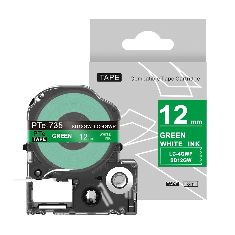 1 шт. Kingroad SS12KW LC-4WBN совместимый Epson LabelWorks LK Лента Стандартная 12 мм для Epson принтер этикеток LW-300 LW-400 SR530C - Цвет: White-Green