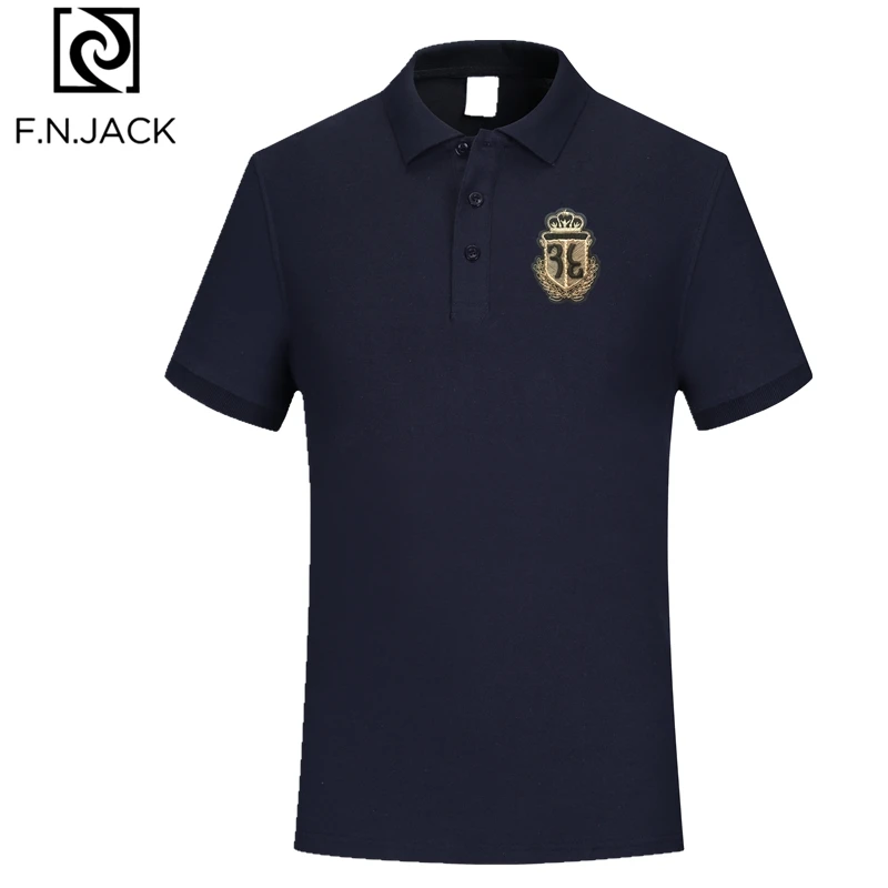 F.N.JACK, Мужская классическая рубашка поло, ручная работа, тренд, короткий рукав, топ, модный, патч, дизайн, поло, не скатывается