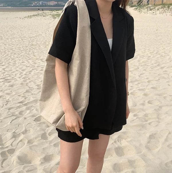 Mozuleva New Summer Women 2 Piece Sets Matching Wide Leg Short Pants Casual Cotton and Linen Pocket Lady Biker Shorts Suit 2020