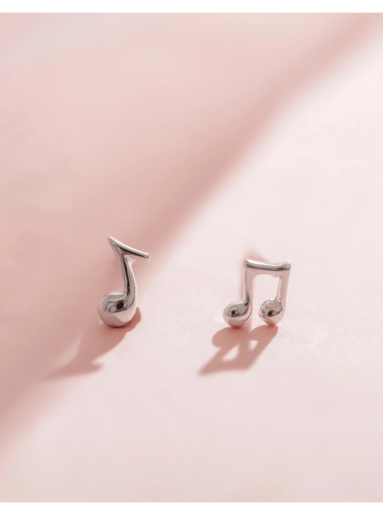 Настоящая 925 пробы Серебряная музыкальная нота Серьги гвоздики для женщин леди модный бренд очаровательный подарочный набор украшений для ушей(SE415