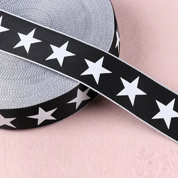 

5M 4cm White Star Grosgrain Ribbon Black Red Webbing Wired ribbon organza ribbon DIY Sewing Clothing accessories Craft supplies