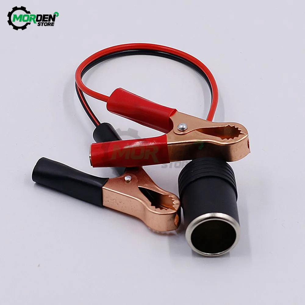12V Power Car Cigarette Lighter Female To Alligator Clips Extension Connector Terminal Clip-on Battery Adapter Auto Socket