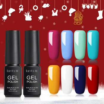 

LILYCUTE 7ML Christmas Color Gel Nail Polish Semi Permanent Soak Off UV Gel Nail Varnish Base Top Coat UV Gel Nail Polish