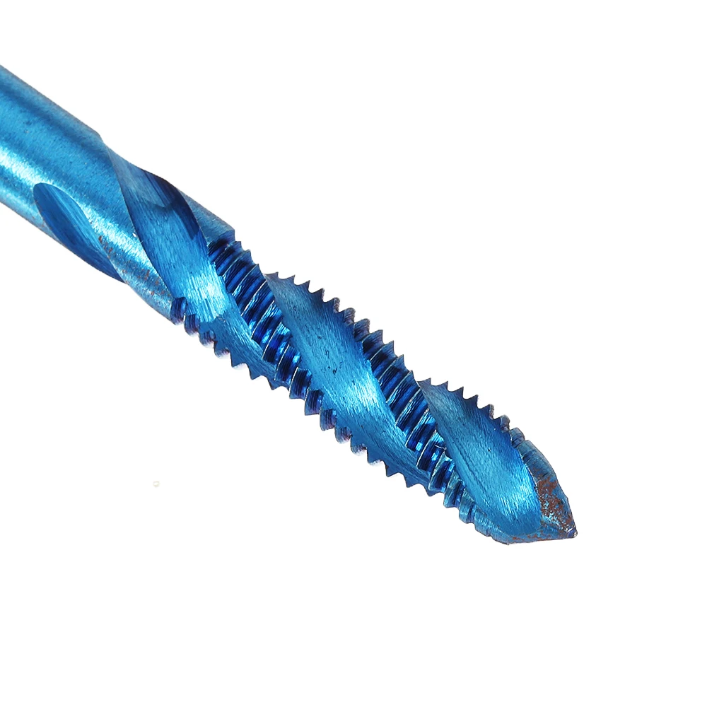 5pcs M3-M8 Spiral Thread Screw Tap Drill Blue-nano Coated Machine Tap Metric Drill Bit Set Durable