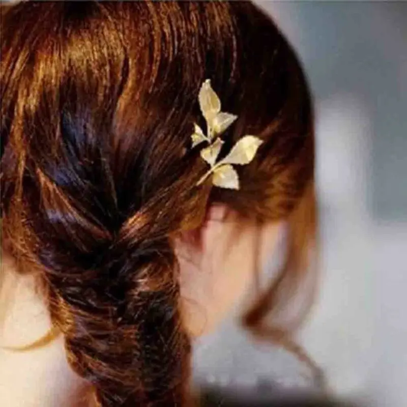 

Popular fashion women's alloy leaf hairpin word broken hair bangs pure color hairpin headwear accessories gifts