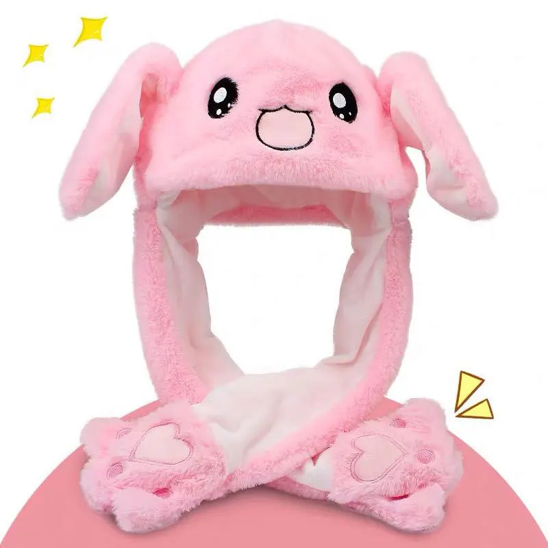 

Douyin Celebrity Style Rabbit Hat a Pinch Ear Will Move the Shining Air Bag Cartoon tu zi mao