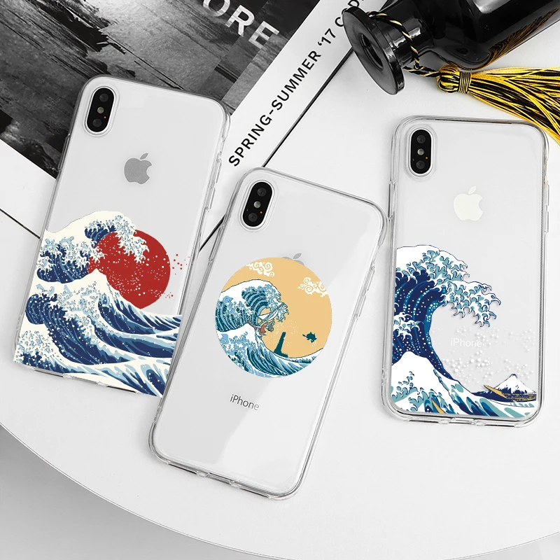 Японский силиконовый чехол с большой волной канагава для iPhone 11 12 MAX X XS XR SE 2020 Pro Max 7