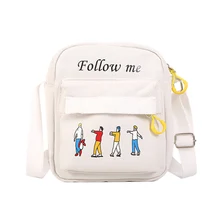 Concise Women Bag Durable Canvas Crossbody Bag Personality Cool Cartoon Pattern Shoulder Bag High Quality