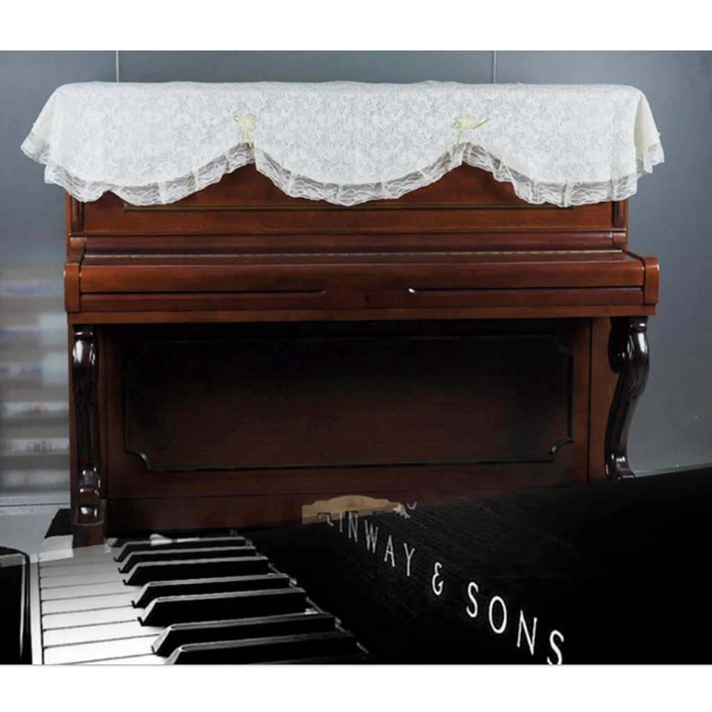 

Dustproof Electric Piano Antidust Lace Double Layer Cover Cloth for Pianist 64.96x27.56inch