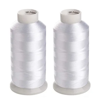 

2 Bobbin Thread for Sewing and Embroidery Machine 2 White 5500 Yards Each - 60WT Polyester Bobbin Fill Thread Bottom Threads