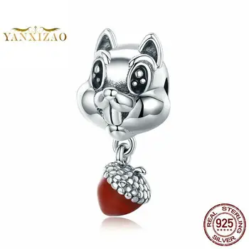 

Hazel squirrel Diy accessories 925 silver original natural stone beads for jewelry making Fit pandora charms bracelet
