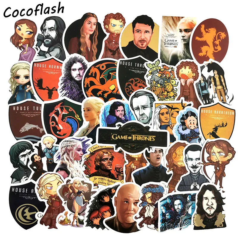 Hot 50pcs Cartoon Game Of Thrones Sticker For Mobile Phone Laptop Luggage Guitar Case Skateboard Bike Stickers