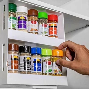 

Multi-Function Storage Rack Seasoning Spice Jar Rack Rotating Kitchen Organizer Home @LS