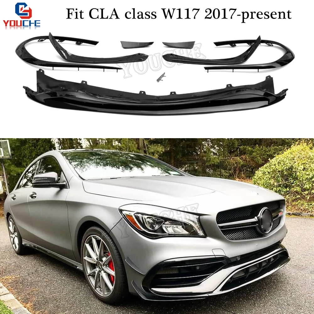 W117 Facelift Front Bumper Lip with Splitters Canards for Mercedes CLA Class C117 CLA180 CLA200 CLA250 CLA45 AMG