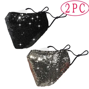 

PM2.5 Breathable 2PC PM2.5 Outdoor Mouth Mask Washable Reuse Face Mask Sequins Protection Mask Washable Reusable Mouth Mask#40
