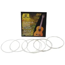 Alta qualidade prata guitarra cordas 6 peças sc12 clássico conjunto de cordas guitarra preto náilon núcleo banhado a prata cobre ferida