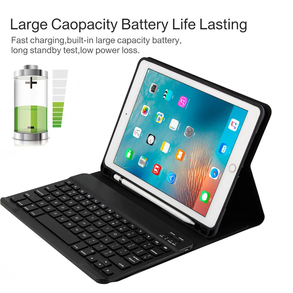 Кожаный чехол для iPad 10 2 2019 с Bluetooth клавиатурой держателем карандашей и встроенным