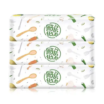 

Plant Protection Kitchen Paper Water-absorbing Oil-absorbing Bamboo Pulp Disposable Soft Tissue paper Natural Color Pumping Pape