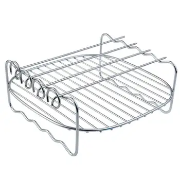 

Air fryer Rack Fits all 3.7QT 5.8QT Multi-purpose Double Layer Rack with Skewers Compatible with Phillips, Gowise etc