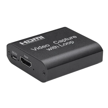 

USB 2.0 Video Capture Card with Loop Support 4K Input Recorder Box for Game Record Live Streaming Broadcast