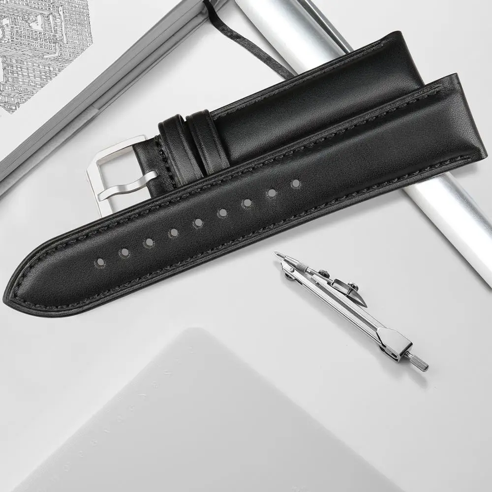 MAIKES Fashion Leather Watch Band Women Men Brown Black 24mm 18mm 20mm 22mm Strap Watch Accessories