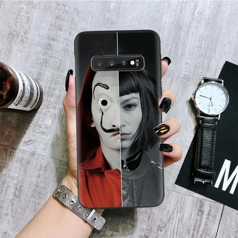 Черный чехол для samsung Galaxy S10+ Plus Lite Note 10 9 8 S9 S8 J4 J6+ Plus S7 S6 Edge Capa