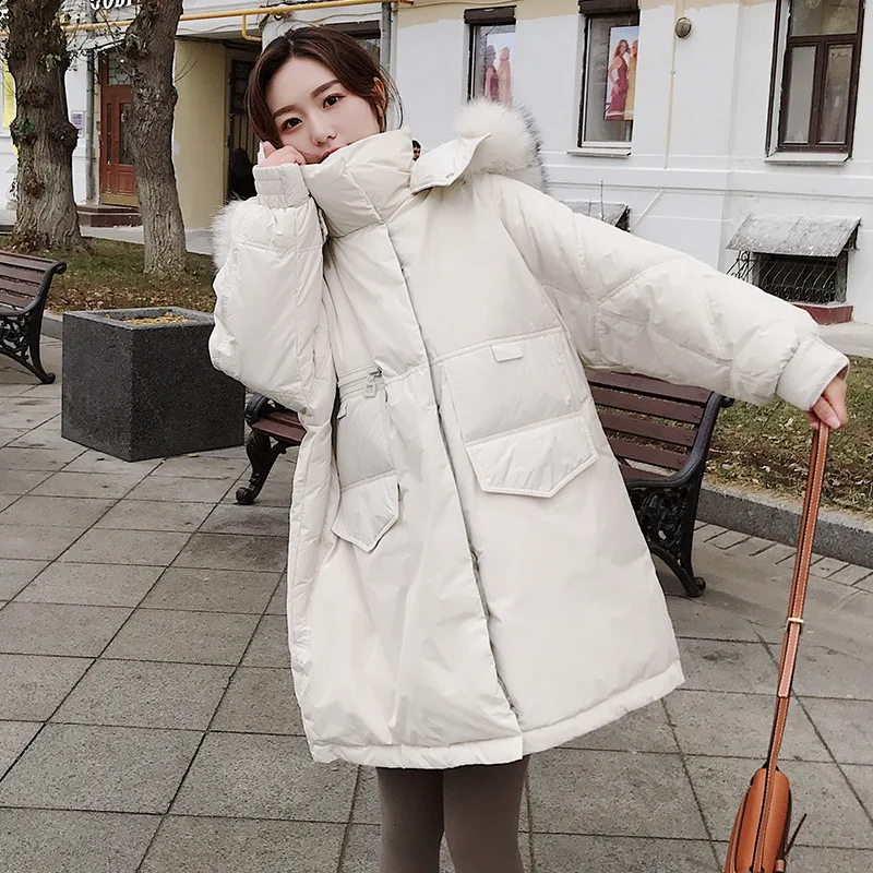 

Cotton Coat Women's 2019 New Style Korean-style Loose-Fit BF Thick Mid-length Cotton-padded Jacket Students Large Fur Collar Cot