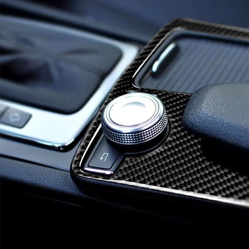 New Carbon fiber Inner Console Water Cup Holder Frame Cover Trim for Mercedes-Benz C Class W204