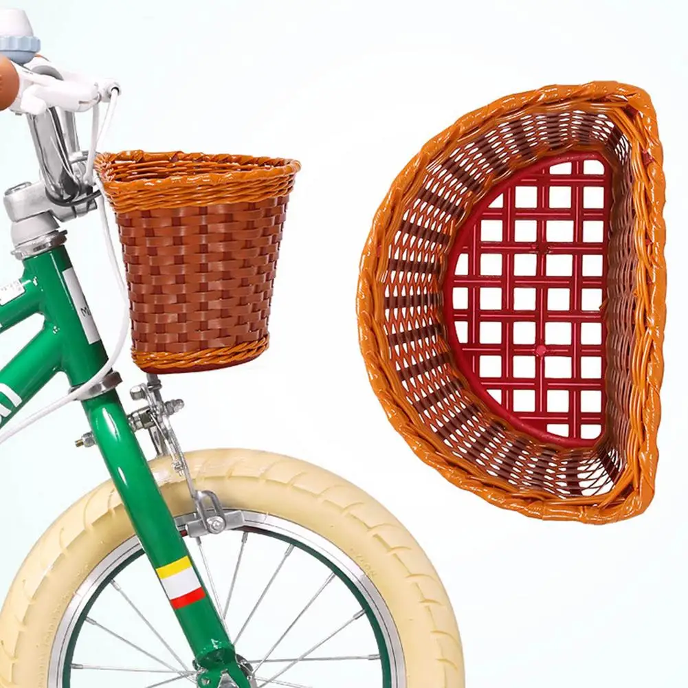 Universal Rattan Bike Basket Front Pannier Bag Large Capacity Practical