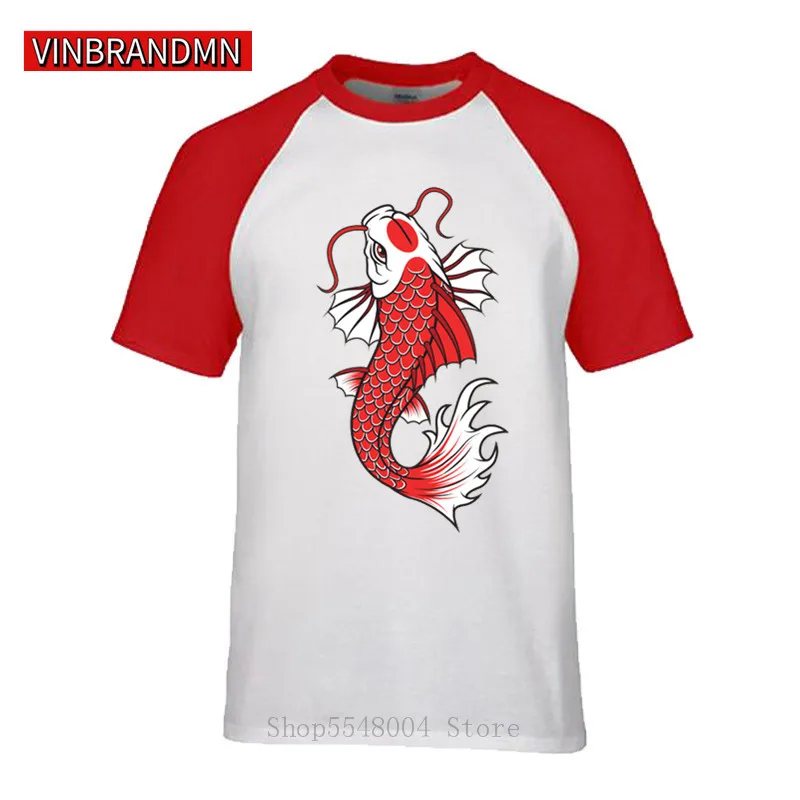 Tradizionale Giapponese Koi Fish Stampa Uomini Della Maglietta Variopinta Carpa Koi Pantaloni A Vita Bassa Breve Maglietta Del Manicotto Homme Giappon
