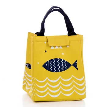 

BONAMIE Beach Food Drink Thermal Lunch Bag Fish Pattern Handbag Picnic Insulation Bag Portable Ice Pack Oxford Beauty Cooler Bag