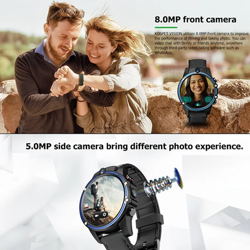 Kospet Vision Voice Search Camera 3G+32G 8.0MP Front-facing Dual Camera 4G-LTE Video Call 800mAh Google Play Smart Watch Phone