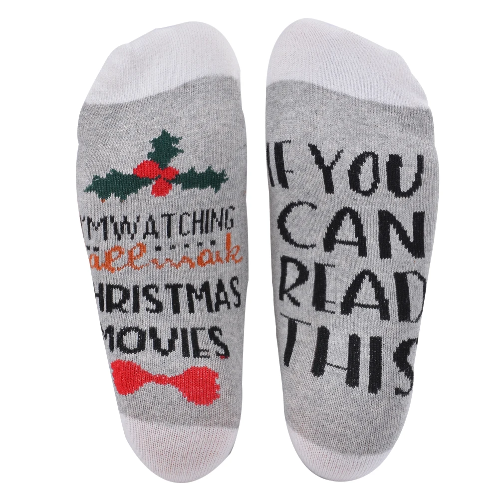 white gray Жаккардовые носки без пятки унисекс с буквенным принтом; Chaussettes Calcetines Homme; Новинка года; модные повседневные Мягкие забавные рождественские носки для женщин - Цвет: white gray