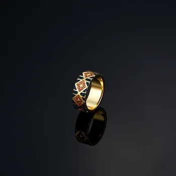 

European and American colorful striped tribal ring fashion retro design male and female lovers food ring factory direct sales