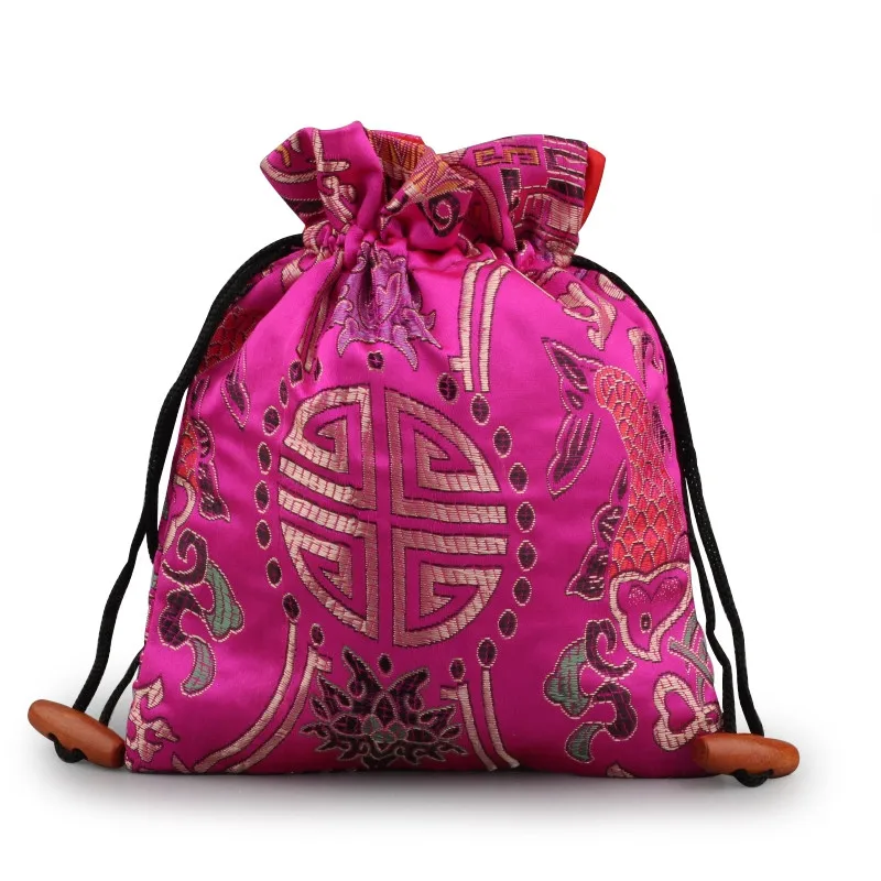 

2pcs Large Floral Silk Satin Gift Bags for Jewelry Necklace Bangle Bracelet Travel Storage Perfume Makeup Tools Packaging Pocket