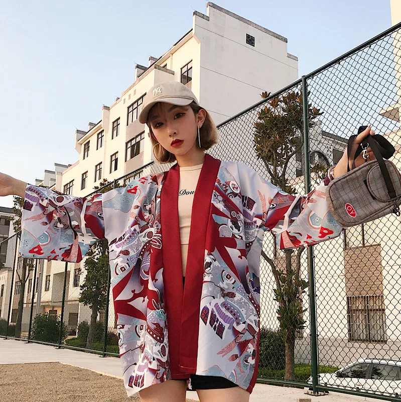 Кимоно в японском стиле от солнца Haori Yukata, рубашка, женский кардиган, шикарный, Kylin, принт, Ретро стиль, традиционный пляжный костюм, летняя мода