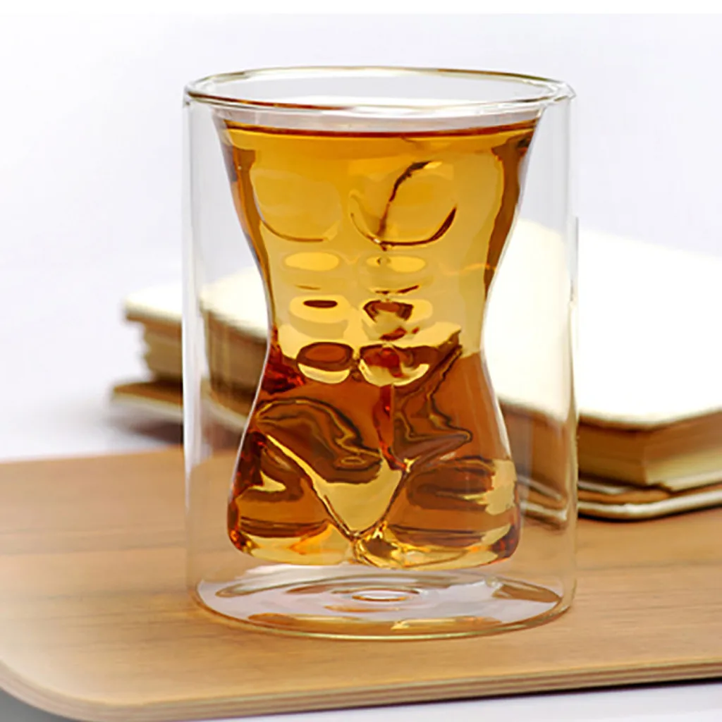 Creative Sexy Human Body Beer Glass Cup Funny Beauty Muscle Man Double Wall Glasses Wine Whiskey Vodka Shot Glass Valentine Gift