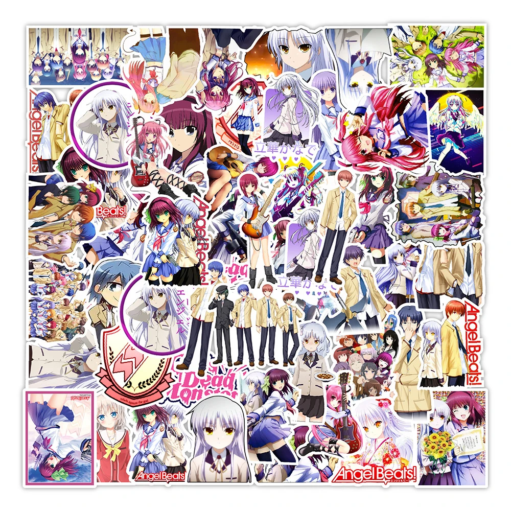 10 50pcs Pack Angel Beats Beautiful Girl Anime Stickers Motorcycle Travel Luggage Guitar Fridge Laptop Classic Graffiti Toys Stickers Aliexpress