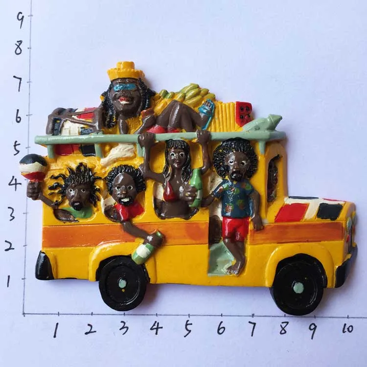 Magnete del frigorifero Souvenir Repubblica Dominicana di Carnevale Bus Punta Cana Ara Cappello di Paglia Spiaggia di Ancoraggio Oceano Stile Artigianato per Complementi Arredo Casa  15